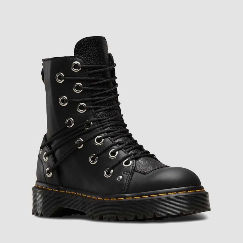 Dr. Martens Black Leather Combat Moto Boot